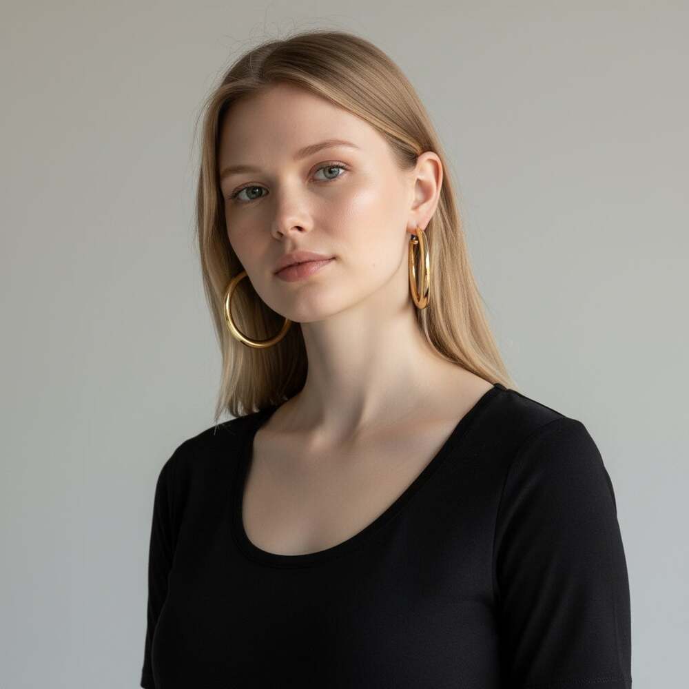 DAISY FUENTES NWT 2" Hoop Earrings Glam NightOut Statement Festival